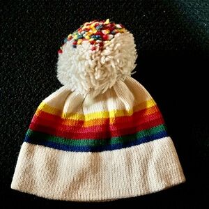 Vintage Rainbow 🌈 Wool Pom Hat